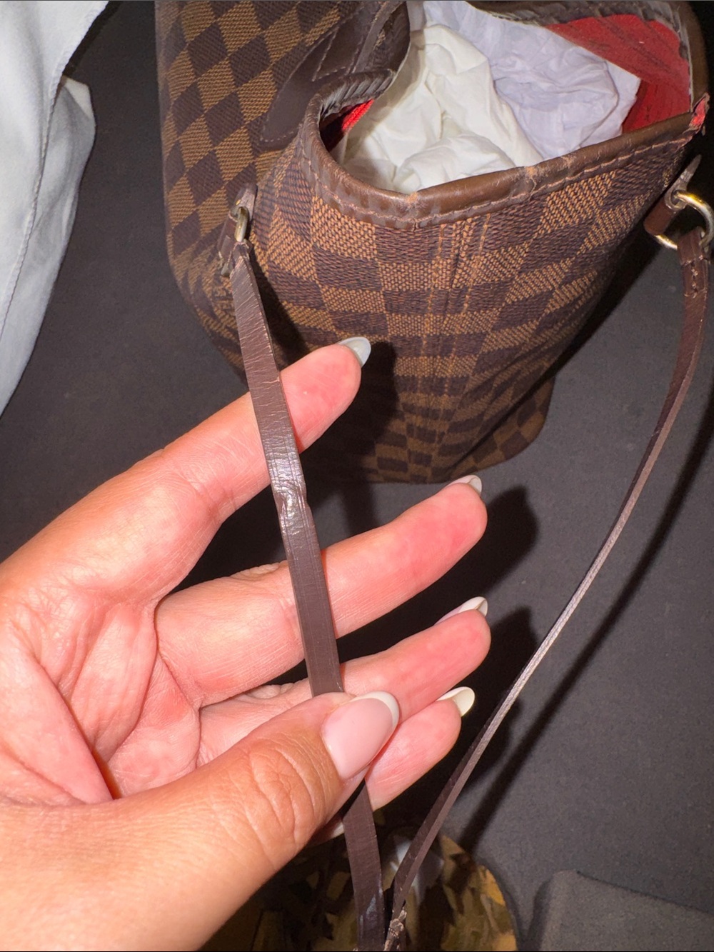 Lv Nevwrfull Mm Brown Checkered Tote Bag - Picture 12 of 16